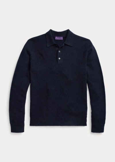 Ralph Lauren Cashmere Polo-Collar Striktrøje Herre Danmark (GFQLJ6102)